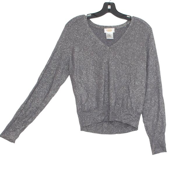 Talbots Vintage Sweater Y2K Coquette Coastal Preppy Academia Metallic Gray Large - Picture 5 of 5